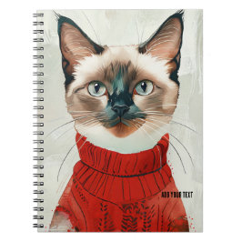 PERSONALIZAÇÃO: Gato num suéter vermelho | Caderno