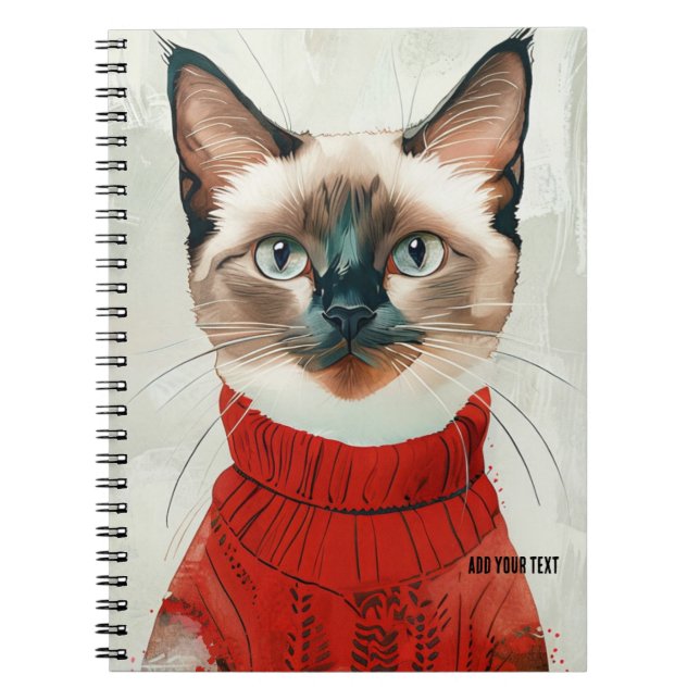 PERSONALIZAÇÃO: Gato num suéter vermelho | Caderno (Frente)