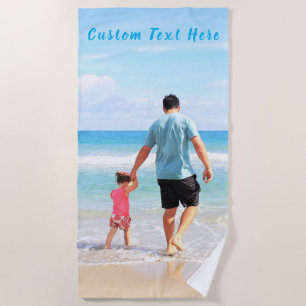 Personalizada a foto e a toalha de praia de texto