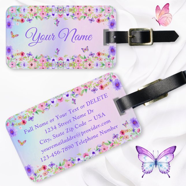 Personalizada, Etiqueta de Bagagem de Cuta, para M (Personalized Luggage Tags for Women. Beautiful luggage tags. Floral luggage tags or Backpack Tags.)