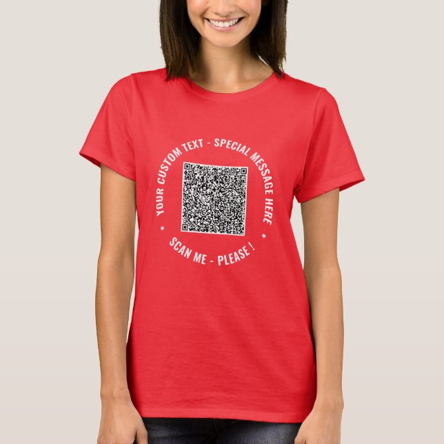 Personalizada sua camisa de código QR com texto pe (Frente)