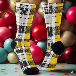 Personalizada Xadrez de Tartan Amarelo e Preto Per