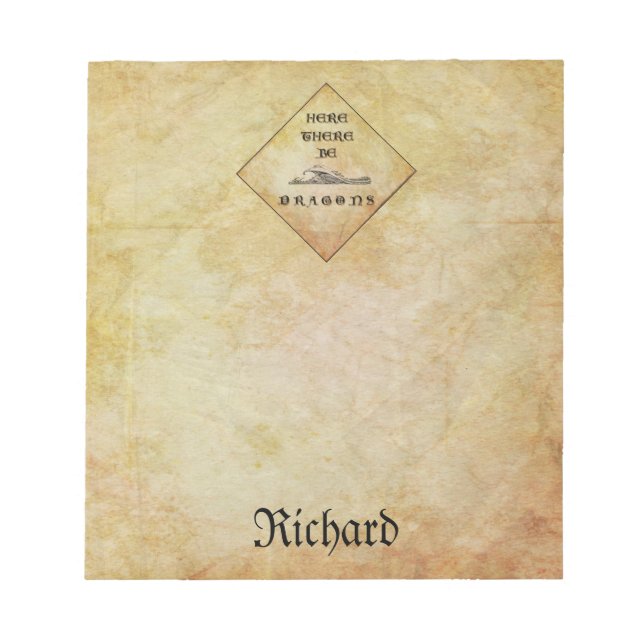 Personalizado Aqui Há Dragões No Bloco De Notas (Frente)