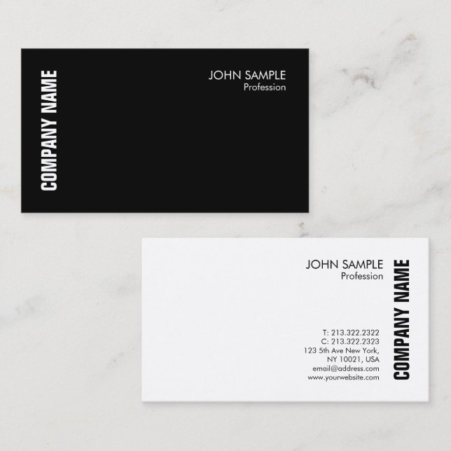 Personalizado branco preto elegante do Cartão de v (Frente/Verso)