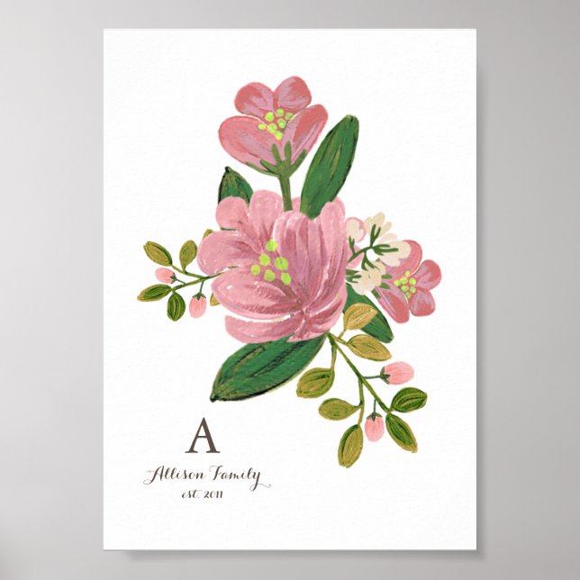Personalizado | Buquê Blush Art Impressão 5x7 (Frente)