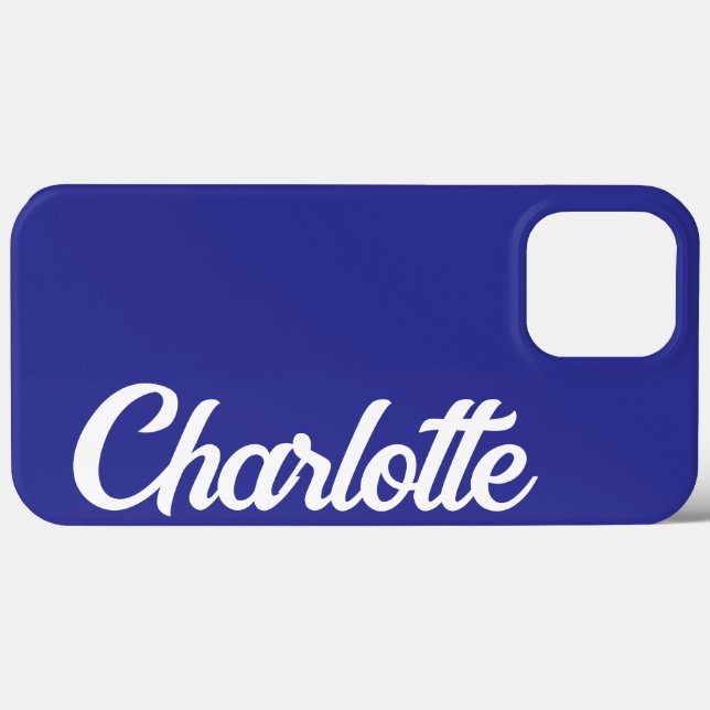 Personalizado Clássico Elegante Monograma Azul Pro (Verso (horizontal))