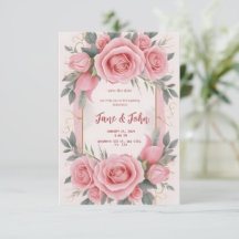 [Personalizado] Convite para Casamento Rosa Elegan