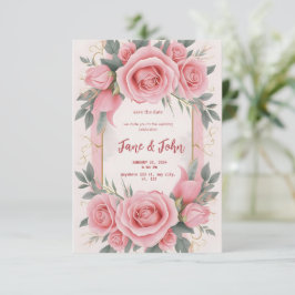 [Personalizado] Convite para Casamento Rosa Elegan