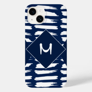 Personalizado de Monograma de Stripe Branca Azul M