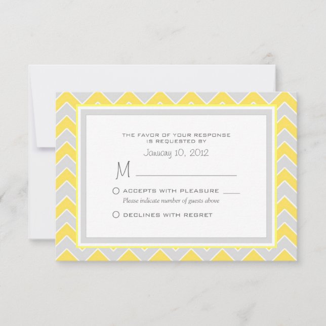 Personalizado de RSVP de Casamento Chevron Amarelo (Frente)