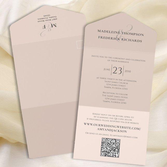 Personalizado de RSVP de Casamento Simples Blush (Criador carregado)