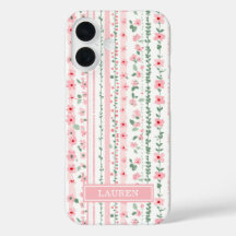 Personalizado Floral Listrado Rosa