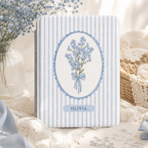 Personalizado floral listras azul empoeirado cotta