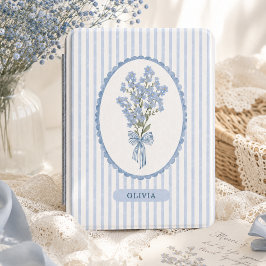 Personalizado floral listras azul empoeirado cotta