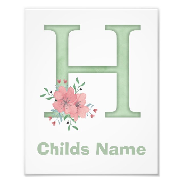 Personalizado - Letra H - Impressão de Fotografia (Frente)