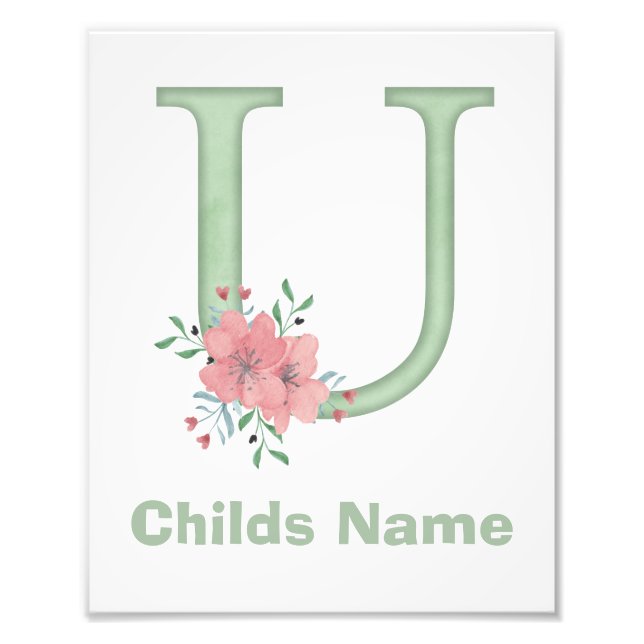 Personalizado - Letra U Impressão de Fotografia (Frente)