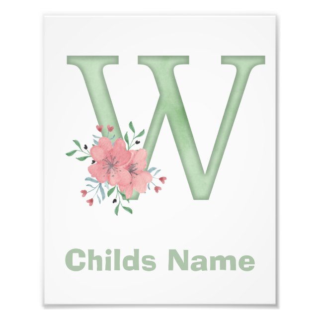 Personalizado - Letra W Impressão de Fotografia (Frente)