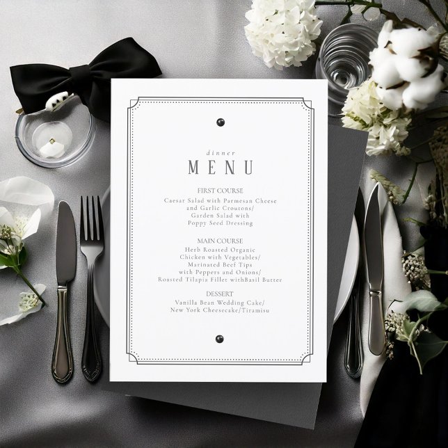 Personalizado Menu Casamento Preto e Branco, ID109 (Criador carregado)