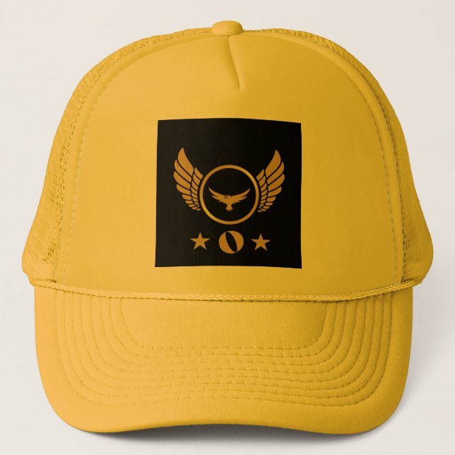 Personalizado O Boné inicial amarelo preto Cor bon (Frente)