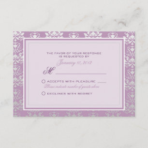 Personalizado para RSVP de Casamento tema damasco