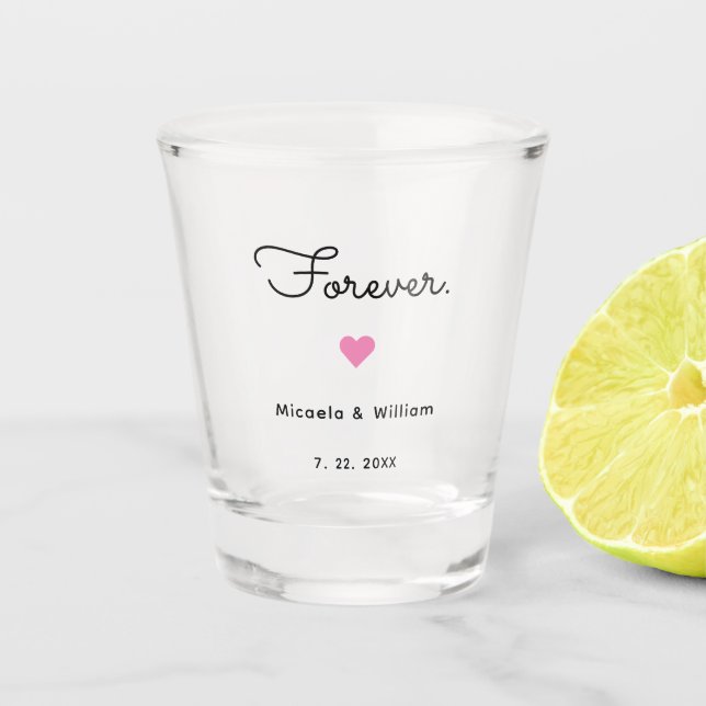 Personalizado Para Sempre. Copo de Shot Coração Ro (Frente)