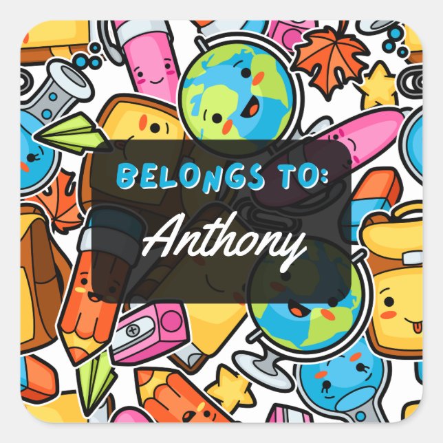 Personalizado PERTENCE ao adesivo da escola Kawaii (Frente)