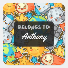 Personalizado PERTENCE ao adesivo espacial Kawaii