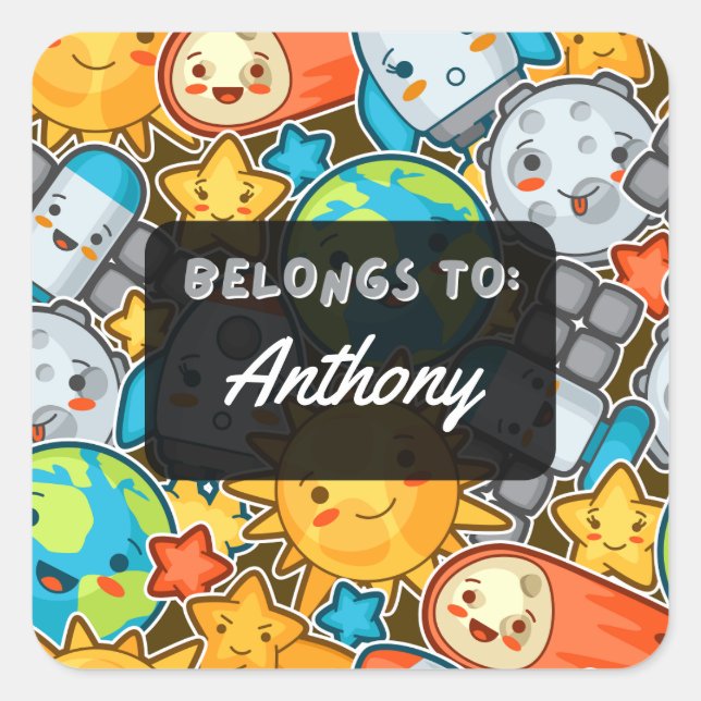 Personalizado PERTENCE ao adesivo espacial Kawaii (Frente)