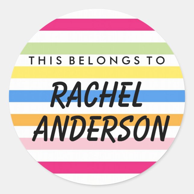 Personalizado Pertence Ao Adesivo Redondo (Frente)