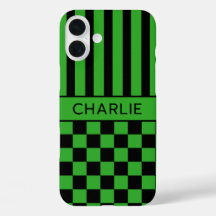 Personalizado Preto e Verde Xadrez Listrado
