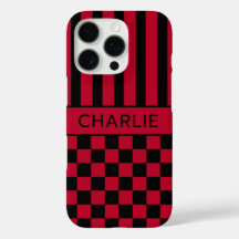 Personalizado Preto e Vermelho Xadrez Listrado