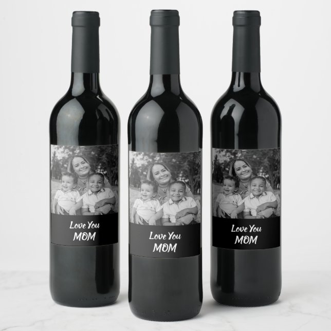 Personalizado Te Amo Mamãe Vinho Etiqueta (Garrafas)