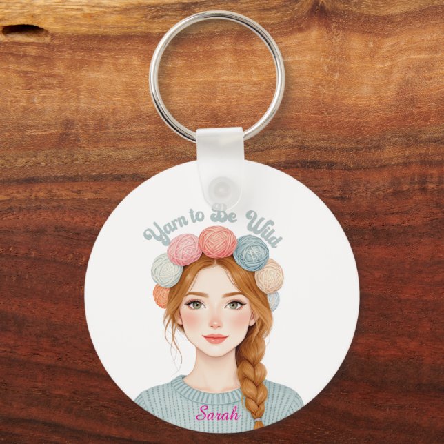 Personalizado | Yarn to Be Wild Porta-chaves  (Frente)