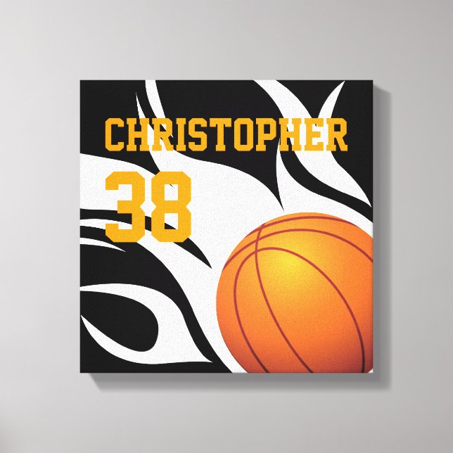 Personalizar Canvas de Basquete B/W de Formação de (Frente)
