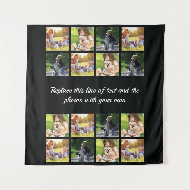 Personalizar colagem de fotos e tapeçaria de texto (Frente)