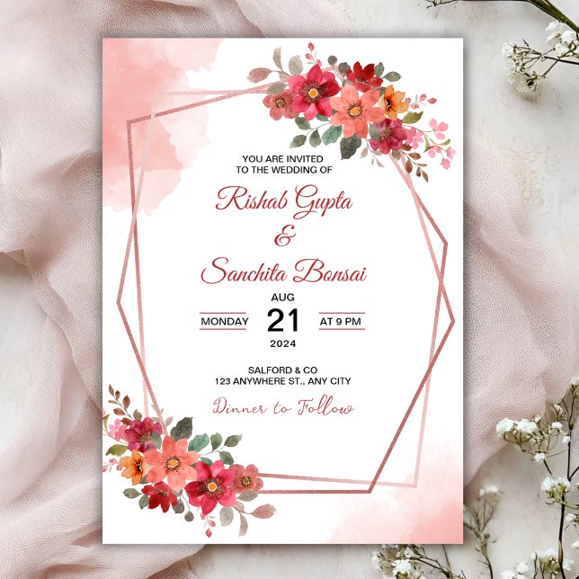 Personalizar Convite de casamento floral estético (Criador carregado)