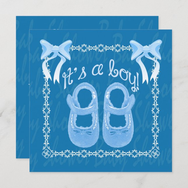 Personalizar convite para o chá Blue baby Boy (Frente/Verso)