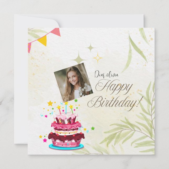 Personalizar foto Imagem de desejos de Aniversário (Frente)