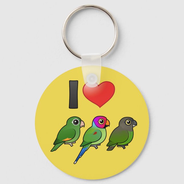 Personalizar I Love Parrots Chaveiro (Frente)