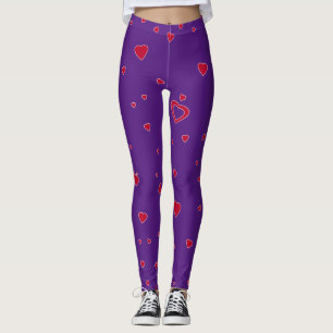 Personalizar Leggings de Corações Vermelhos de Cor