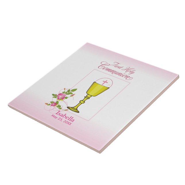 Personalizar Nome da Menina Rosa Primeira Comunhão (Lateral)