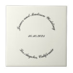 Personalizar Nome, data casamento de marfim preto<br><div class="desc">Personalizar Nome,  data marfim preto letras curvas de casamento texto personalizado de azulejo cerâmico,  personalizá-lo com seu próprio texto,  informações</div>