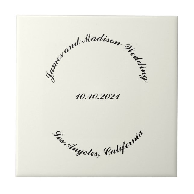 Personalizar Nome, data casamento de marfim preto (Frente)