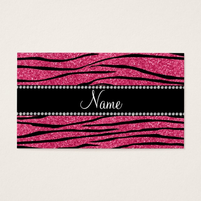 Personalizar nome fuchsia cor-de-rosa glitter zebr (Frente)