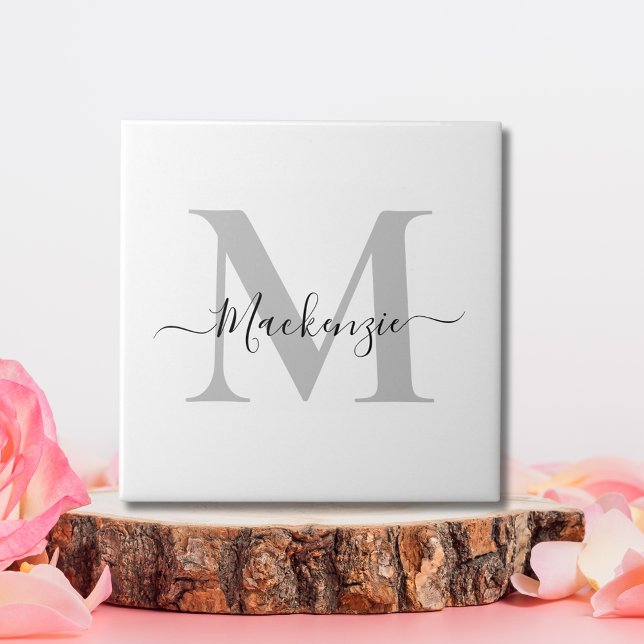 Personalizar Nome Inicial do Monograma (Personalize Monogram Initial Name Ceramic Tile)