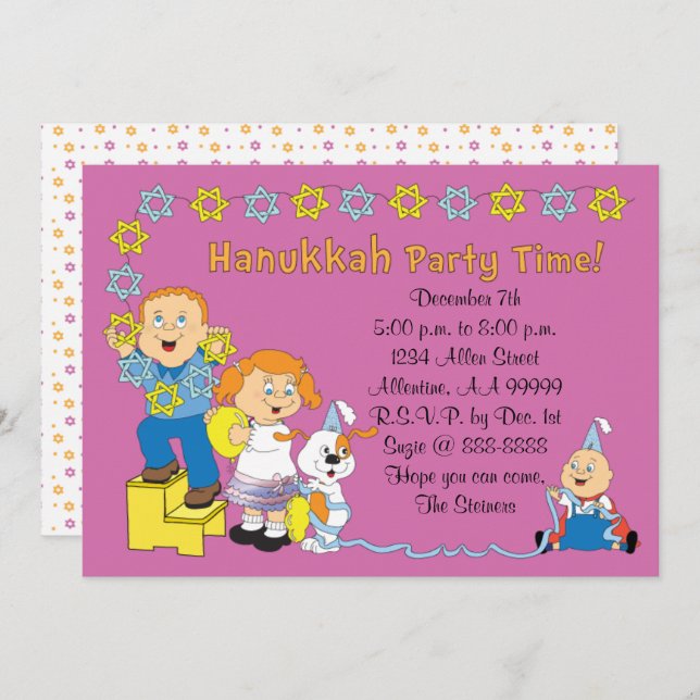 Personalizar o Convite de festas da placa Hanukkah (Frente/Verso)