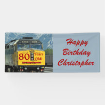 Personalizar o nome 80 Birthday Yellow Train Engin