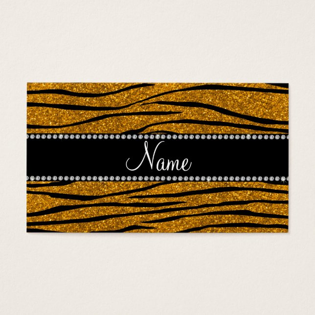 Personalizar o nome dourado glitter zebra stripes (Frente)