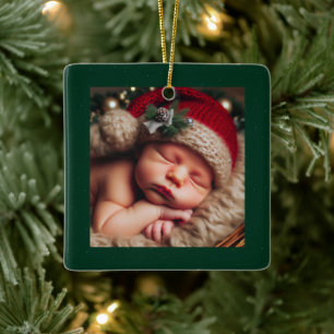 Personalizar Ornamento Quadrado de Foto Cerâmica