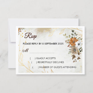Personalizar placa RSVP floral de queda de boho ru